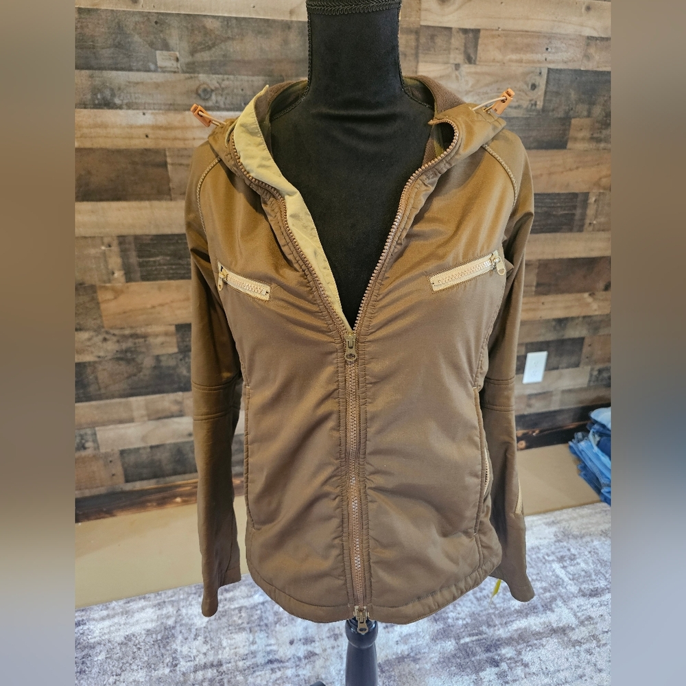 Goode Rider Jacket Zip Up Hooded Size Medium Brown